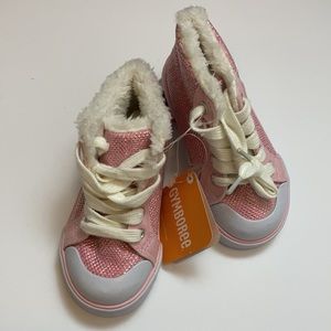 *Gymboree Pink Metallic with Faux Fur Lining High Top Sneaker Shoes C88